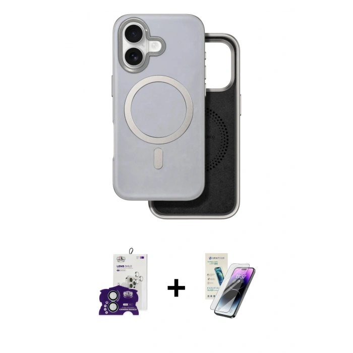 MARSİLYAN™- iPhone 16 Kılıf Pusula Işık Koleksiyonu - Şeffaf Pasifik Cam Ekran Koruyucu + Bilvis Titan Kamera Lens - YL