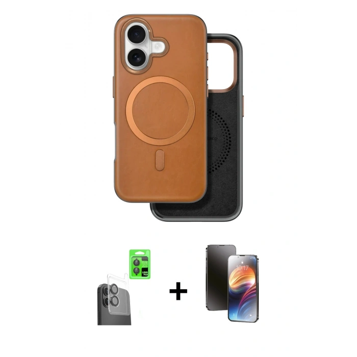 MARSİLYAN™- iPhone 16 Kılıf Pusula Işık Koleksiyonu - Siyah 3D Antistatik Mat Seramik Nano Ekran Koruyucu + Raze Metal Kamera Lens - SH