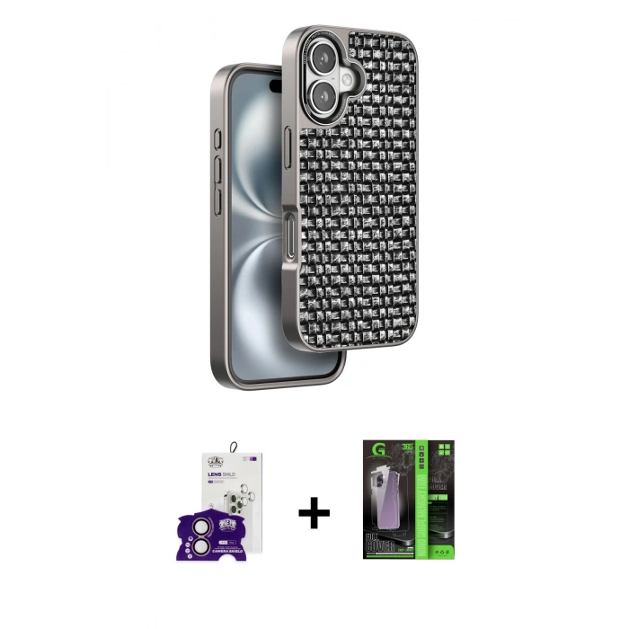 MARSİLYAN™- iPhone 16 Kılıf Siluet Form Serisi - Şeffaf 360 Full Body Arka Koruyucu + Bilvis Titan Kamera Lens - PE