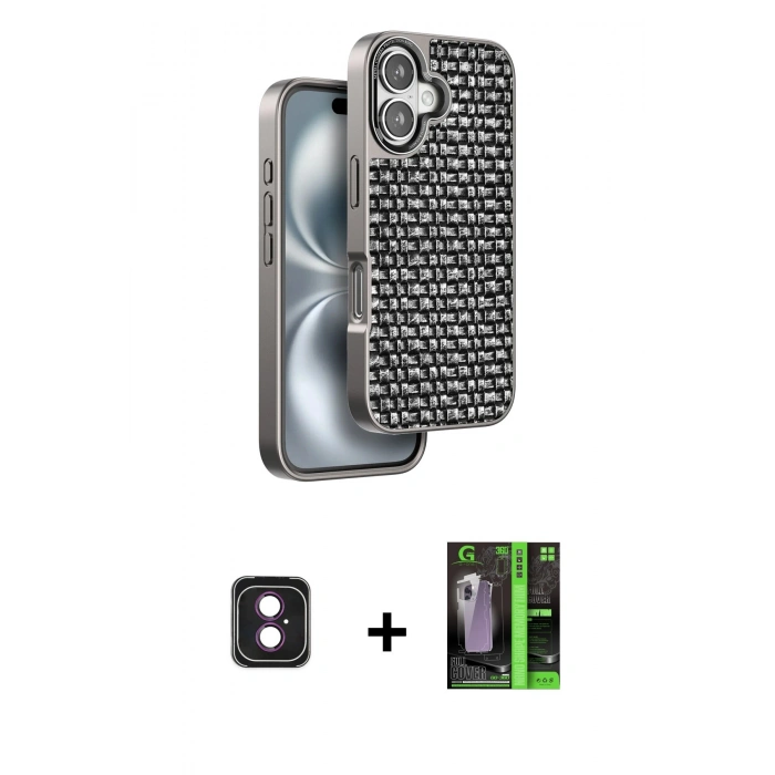 MARSİLYAN™- iPhone 16 Kılıf Siluet Form Serisi - Şeffaf 360 Full Body Arka Koruyucu + PVD Metal Kamera Lens - PE