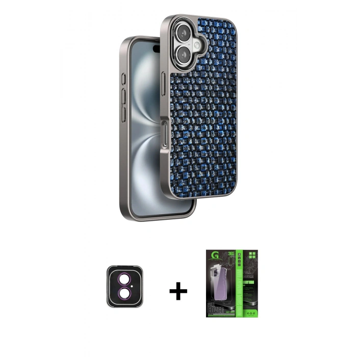 MARSİLYAN™- iPhone 16 Kılıf Siluet Form Serisi - Şeffaf 360 Full Body Arka Koruyucu + PVD Metal Kamera Lens - PE