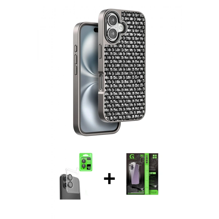 MARSİLYAN™- iPhone 16 Kılıf Siluet Form Serisi - Şeffaf 360 Full Body Arka Koruyucu + Raze Metal Kamera Lens - SH