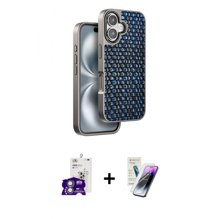 MARSİLYAN™- iPhone 16 Kılıf Siluet Form Serisi - Şeffaf Pasifik Cam Ekran Koruyucu + Bilvis Titan Kamera Lens - GS