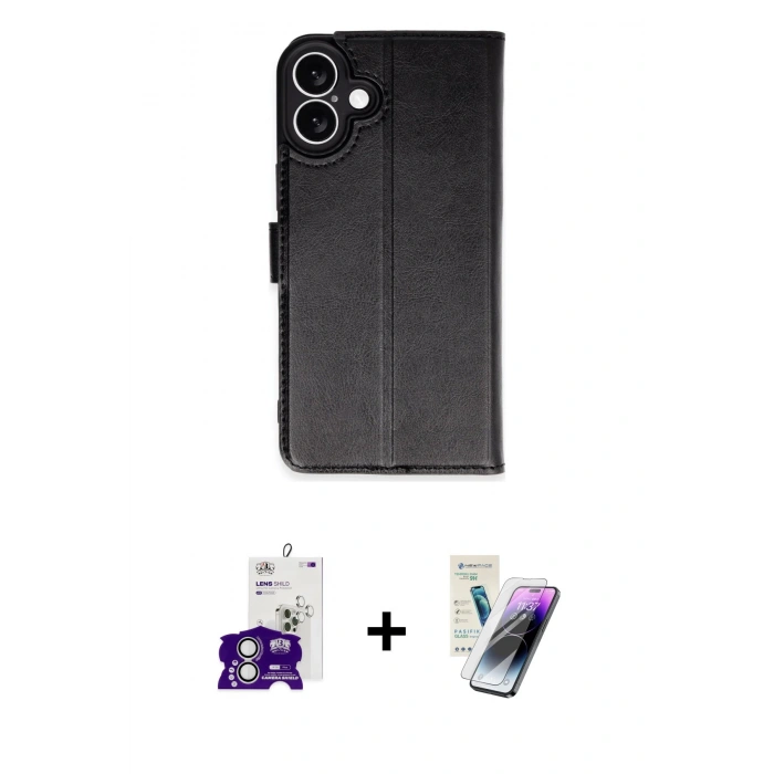 MARSİLYAN™- iPhone 16 Kılıf Siluet Işık Serisi - Şeffaf Pasifik Cam Ekran Koruyucu + Bilvis Titan Kamera Lens - GS