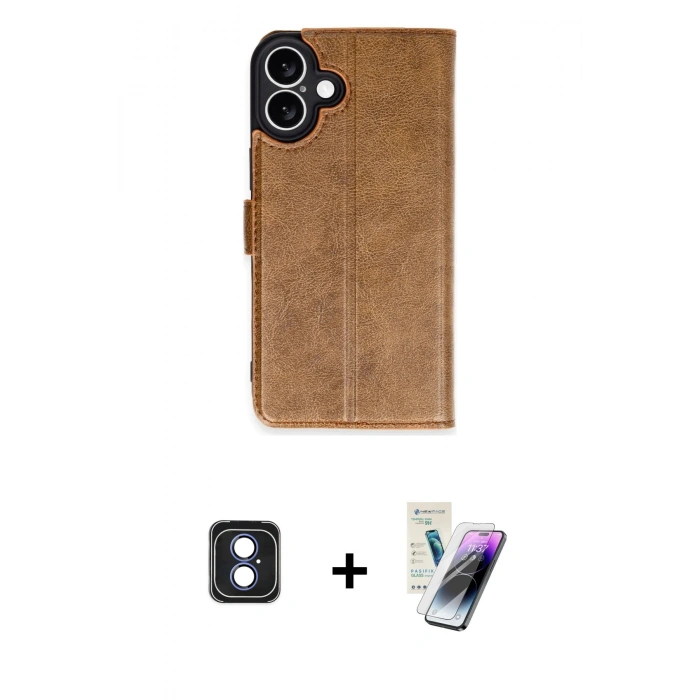 MARSİLYAN™- iPhone 16 Kılıf Siluet Işık Serisi - Şeffaf Pasifik Cam Ekran Koruyucu + PVD Metal Kamera Lens - MI