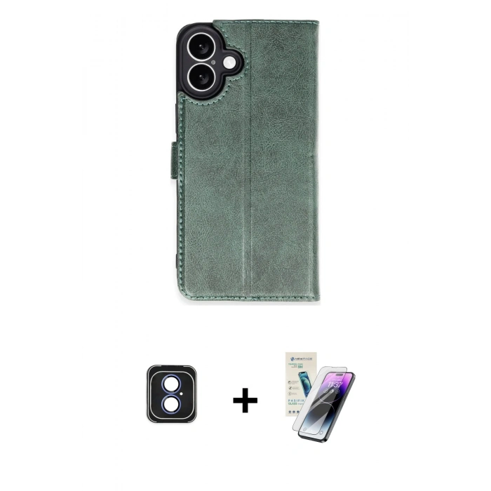 MARSİLYAN™- iPhone 16 Kılıf Siluet Işık Serisi - Şeffaf Pasifik Cam Ekran Koruyucu + PVD Metal Kamera Lens - MI