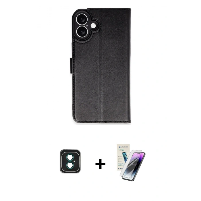 MARSİLYAN™- iPhone 16 Kılıf Siluet Işık Serisi - Şeffaf Pasifik Cam Ekran Koruyucu + PVD Metal Kamera Lens - YL