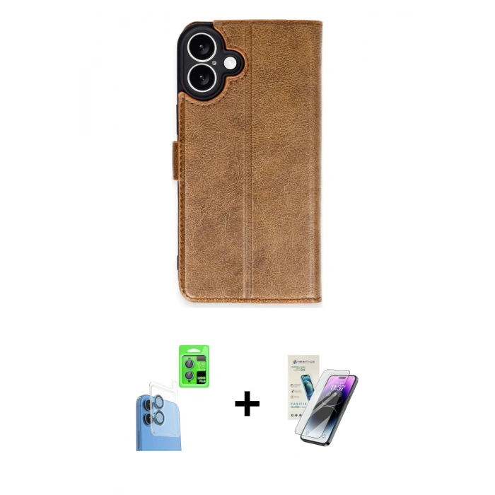 MARSİLYAN™- iPhone 16 Kılıf Siluet Işık Serisi - Şeffaf Pasifik Cam Ekran Koruyucu + Raze Metal Kamera Lens - LT