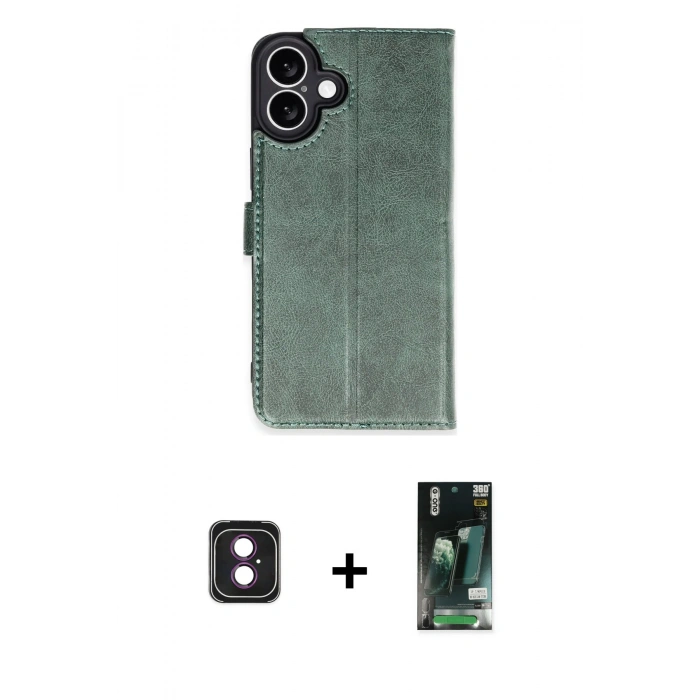 MARSİLYAN™- iPhone 16 Kılıf Siluet Işık Serisi - Siyah 360 Mat Full Body Arka Koruyucu + PVD Metal Kamera Lens - PE