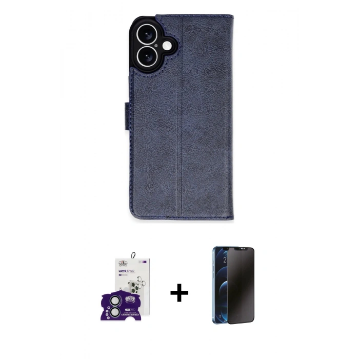 MARSİLYAN™- iPhone 16 Kılıf Siluet Işık Serisi - Siyah 3D Antistatik Hayalet Cam Ekran Koruyucu + Bilvis Titan Kamera Lens - YL
