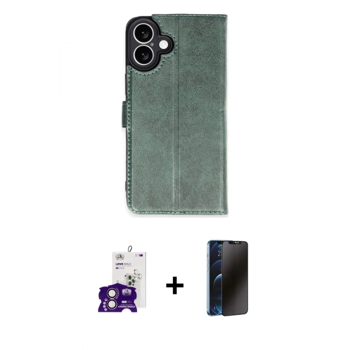 MARSİLYAN™- iPhone 16 Kılıf Siluet Işık Serisi - Siyah 3D Antistatik Hayalet Cam Ekran Koruyucu + Bilvis Titan Kamera Lens - PE