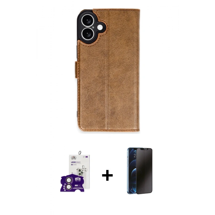 MARSİLYAN™- iPhone 16 Kılıf Siluet Işık Serisi - Siyah 3D Antistatik Hayalet Cam Ekran Koruyucu + Bilvis Titan Kamera Lens - PE