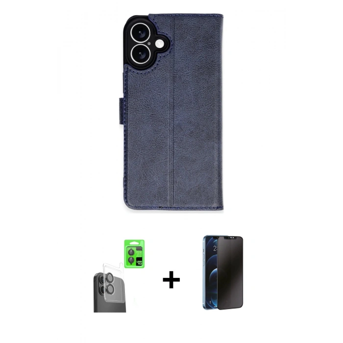 MARSİLYAN™- iPhone 16 Kılıf Siluet Işık Serisi - Siyah 3D Antistatik Hayalet Cam Ekran Koruyucu + Raze Metal Kamera Lens - SH