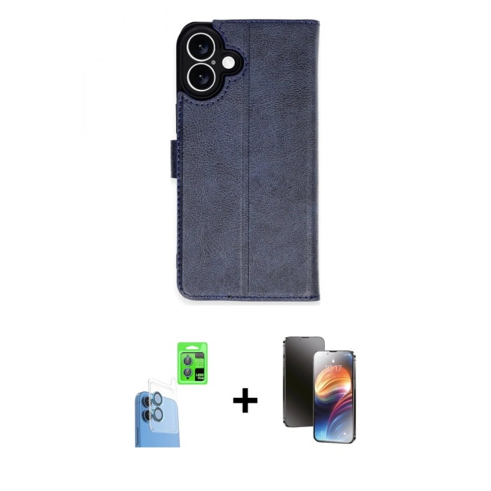 MARSİLYAN™- iPhone 16 Kılıf Siluet Işık Serisi - Siyah 3D Antistatik Mat Seramik Nano Ekran Koruyucu + Raze Metal Kamera Lens - LT