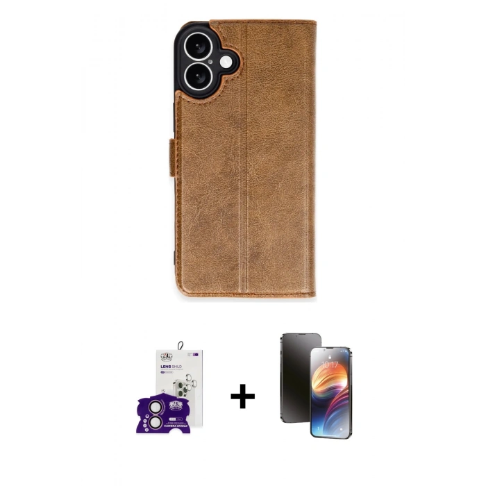 MARSİLYAN™- iPhone 16 Kılıf Siluet Işık Serisi - Siyah 3D Antistatik Mat Seramik Nano Ekran Koruyucu + Bilvis Titan Kamera Lens - PE