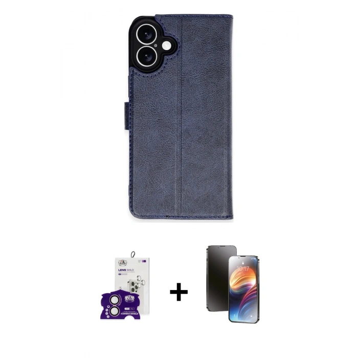 MARSİLYAN™- iPhone 16 Kılıf Siluet Işık Serisi - Siyah 3D Antistatik Mat Seramik Nano Ekran Koruyucu + Bilvis Titan Kamera Lens - PE