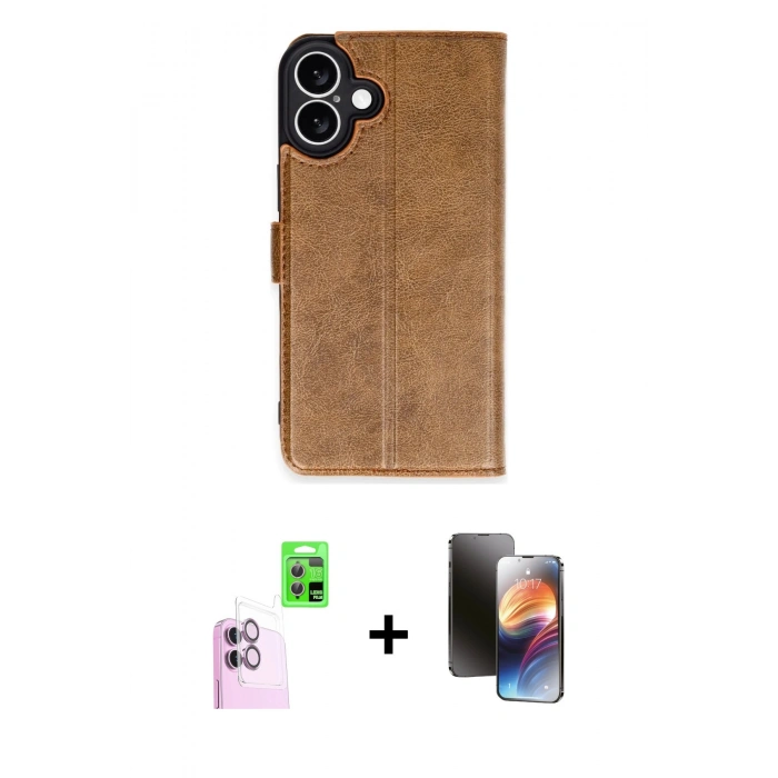 MARSİLYAN™- iPhone 16 Kılıf Siluet Işık Serisi - Siyah 3D Antistatik Mat Seramik Nano Ekran Koruyucu + Raze Metal Kamera Lens - PE