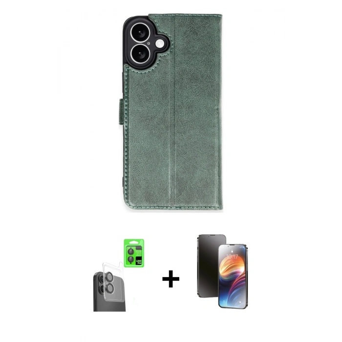 MARSİLYAN™- iPhone 16 Kılıf Siluet Işık Serisi - Siyah 3D Antistatik Mat Seramik Nano Ekran Koruyucu + Raze Metal Kamera Lens - SH
