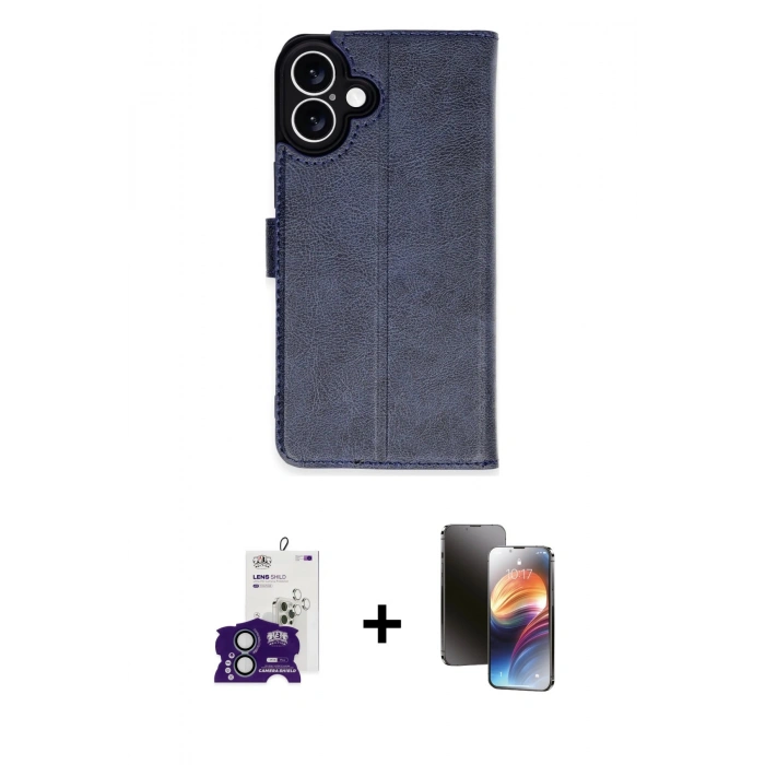 MARSİLYAN™- iPhone 16 Kılıf Siluet Işık Serisi - Siyah 3D Antistatik Mat Seramik Nano Ekran Koruyucu + Bilvis Titan Kamera Lens - YL