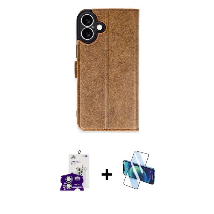 MARSİLYAN™- iPhone 16 Kılıf Siluet Işık Serisi - Siyah 3D Antistatik Seramik Nano Ekran Koruyucu + Bilvis Titan Kamera Lens - GS