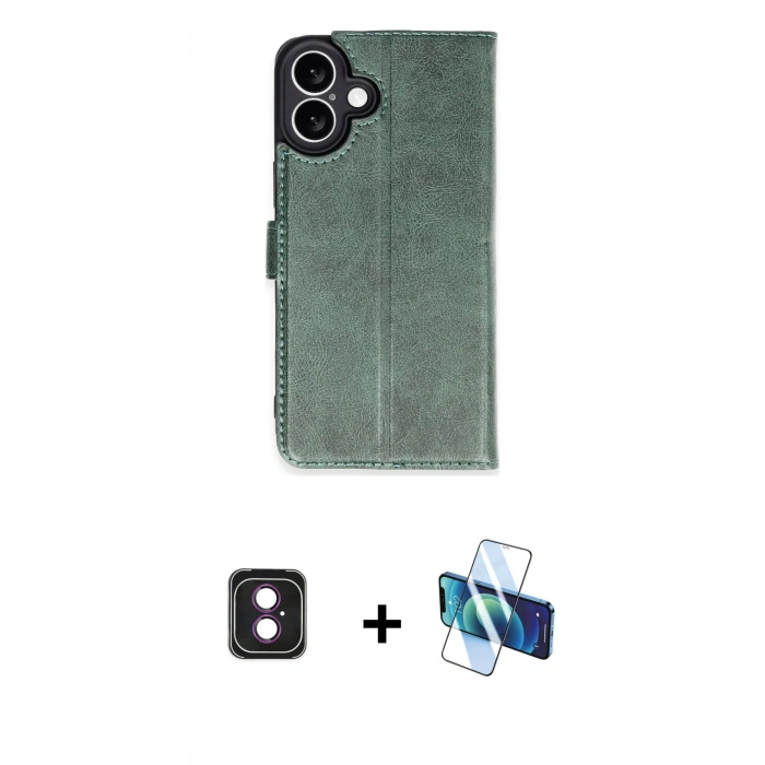 MARSİLYAN™- iPhone 16 Kılıf Siluet Işık Serisi - Siyah 3D Antistatik Seramik Nano Ekran Koruyucu + Pembe PVD Metal Kamera Lens