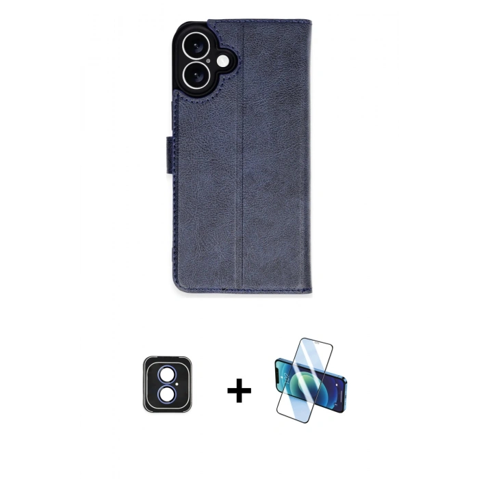 MARSİLYAN™- iPhone 16 Kılıf Siluet Işık Serisi - Siyah 3D Antistatik Seramik Nano Ekran Koruyucu + PVD Metal Kamera Lens - MI