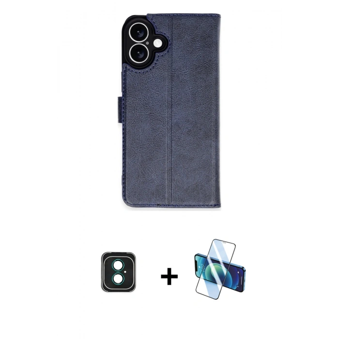 MARSİLYAN™- iPhone 16 Kılıf Siluet Işık Serisi - Siyah 3D Antistatik Seramik Nano Ekran Koruyucu + PVD Metal Kamera Lens - YL