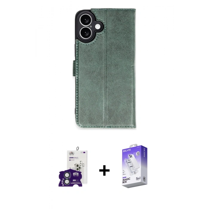 MARSİLYAN™- iPhone 16 Kılıf Siluet Işık Serisi - Siyah Bilvis 5in1 3D Magic Cam Ekran Koruyucu + Bilvis Titan Kamera Lens - YL