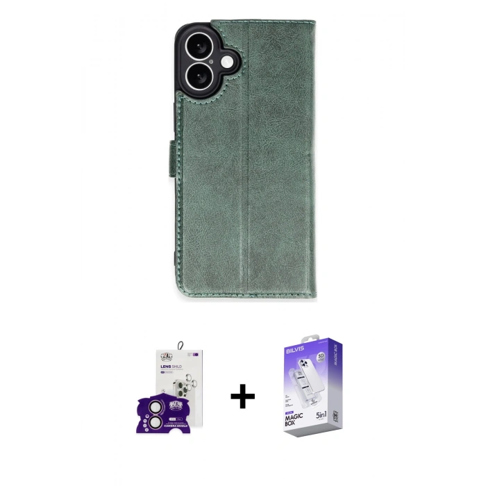 MARSİLYAN™- iPhone 16 Kılıf Siluet Işık Serisi - Siyah Bilvis 5in1 3D Magic Cam Ekran Koruyucu + Bilvis Titan Kamera Lens - PE
