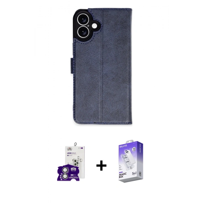 MARSİLYAN™- iPhone 16 Kılıf Siluet Işık Serisi - Siyah Bilvis 5in1 3D Magic Cam Ekran Koruyucu + Gümüş Bilvis Titan Kamera Lens