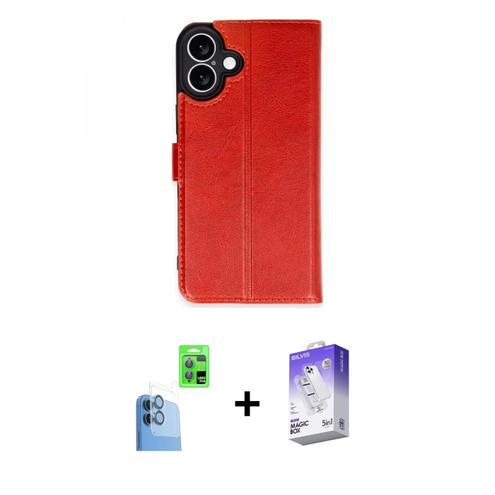 MARSİLYAN™- iPhone 16 Kılıf Siluet Işık Serisi - Siyah Bilvis 5in1 3D Magic Cam Ekran Koruyucu + Raze Metal Kamera Lens - LT