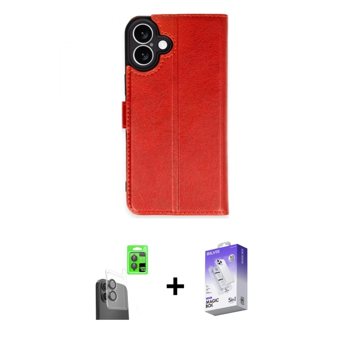 MARSİLYAN™- iPhone 16 Kılıf Siluet Işık Serisi - Siyah Bilvis 5in1 3D Magic Cam Ekran Koruyucu + Raze Metal Kamera Lens - SH