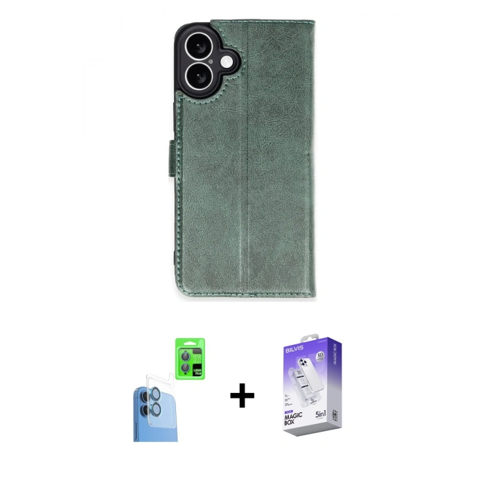 MARSİLYAN™- iPhone 16 Kılıf Siluet Işık Serisi - Siyah Bilvis 5in1 3D Magic Cam Ekran Koruyucu + Raze Metal Kamera Lens - LT