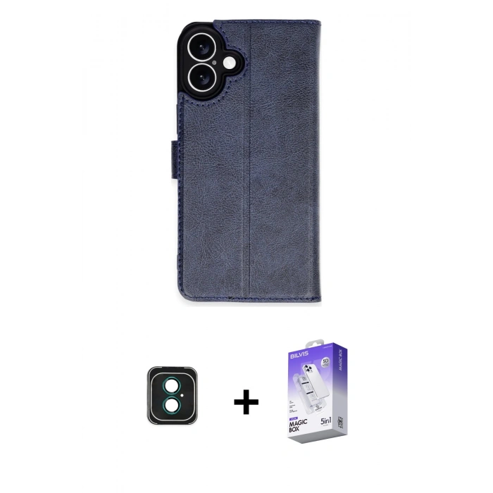 MARSİLYAN™- iPhone 16 Kılıf Siluet Işık Serisi - Siyah Bilvis 5in1 3D Magic Cam Ekran Koruyucu + PVD Metal Kamera Lens - YL