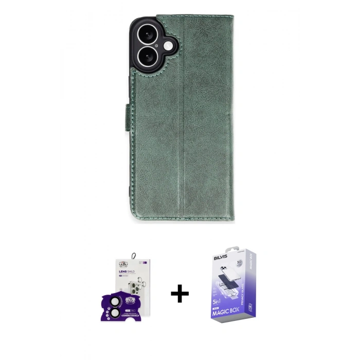 MARSİLYAN™- iPhone 16 Kılıf Siluet Işık Serisi - Siyah Bilvis 5in1 5D Magic Hayalet Cam Ekran Koruyucu + Bilvis Titan Kamera Lens - SH