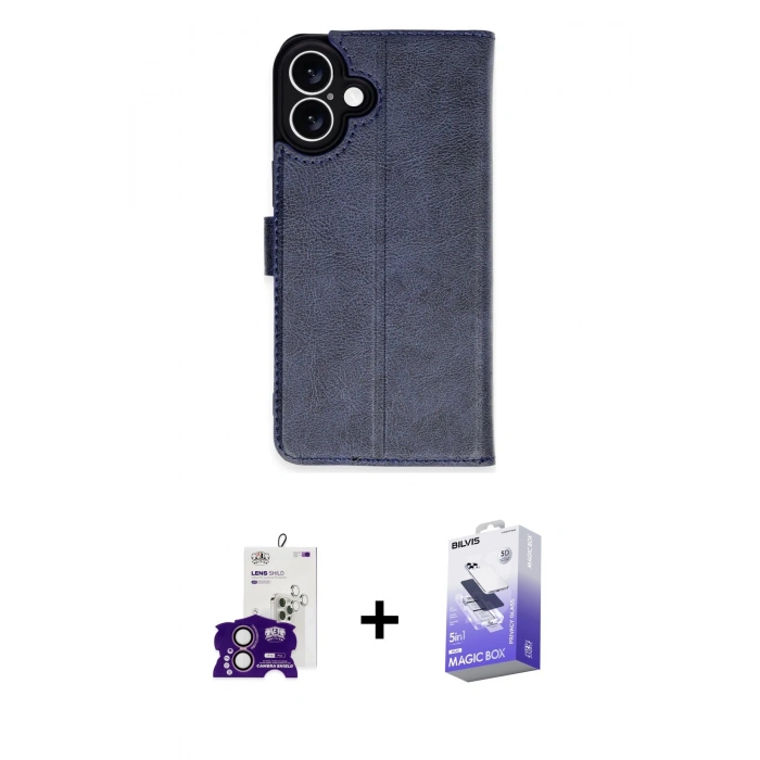 MARSİLYAN™- iPhone 16 Kılıf Siluet Işık Serisi - Siyah Bilvis 5in1 5D Magic Hayalet Cam Ekran Koruyucu + Bilvis Titan Kamera Lens - PE
