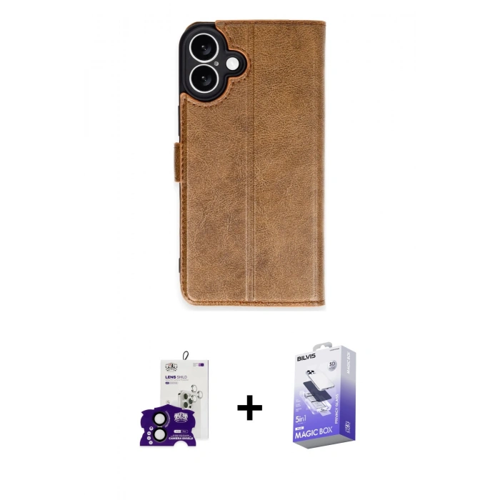 MARSİLYAN™- iPhone 16 Kılıf Siluet Işık Serisi - Siyah Bilvis 5in1 5D Magic Hayalet Cam Ekran Koruyucu + Bilvis Titan Kamera Lens - SH