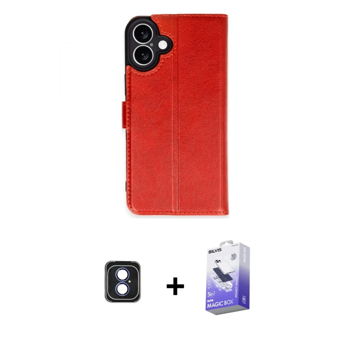 MARSİLYAN™- iPhone 16 Kılıf Siluet Işık Serisi - Siyah Bilvis 5in1 5D Magic Hayalet Cam Ekran Koruyucu + PVD Metal Kamera Lens - MI