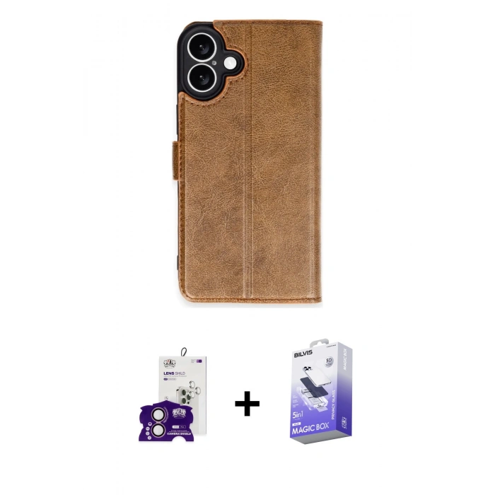 MARSİLYAN™- iPhone 16 Kılıf Siluet Işık Serisi - Siyah Bilvis 5in1 5D Magic Hayalet Cam Ekran Koruyucu + Bilvis Titan Kamera Lens - PE