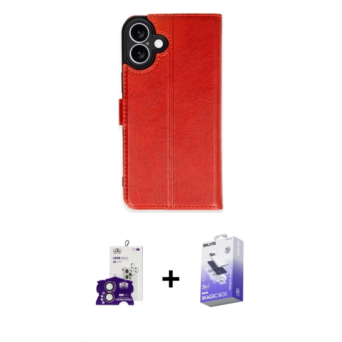 MARSİLYAN™- iPhone 16 Kılıf Siluet Işık Serisi - Siyah Bilvis 5in1 5D Magic Hayalet Cam Ekran Koruyucu + Bilvis Titan Kamera Lens - PE