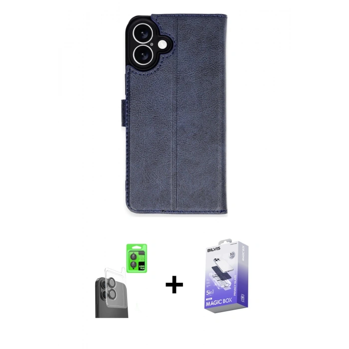 MARSİLYAN™- iPhone 16 Kılıf Siluet Işık Serisi - Siyah Bilvis 5in1 5D Magic Hayalet Cam Ekran Koruyucu + Raze Metal Kamera Lens - SH