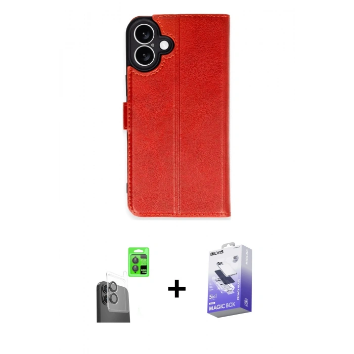 MARSİLYAN™- iPhone 16 Kılıf Siluet Işık Serisi - Siyah Bilvis 5in1 5D Magic Hayalet Cam Ekran Koruyucu + Raze Metal Kamera Lens - SH