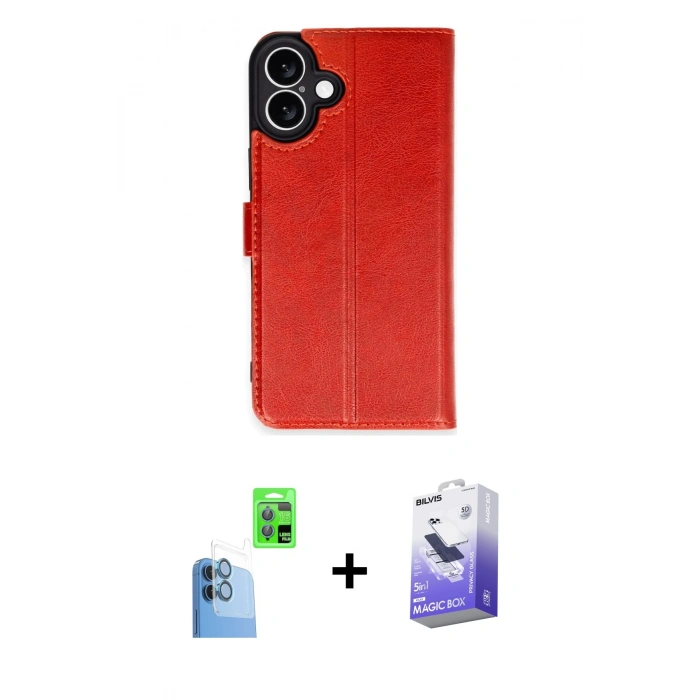 MARSİLYAN™- iPhone 16 Kılıf Siluet Işık Serisi - Siyah Bilvis 5in1 5D Magic Hayalet Cam Ekran Koruyucu + Raze Metal Kamera Lens - LT