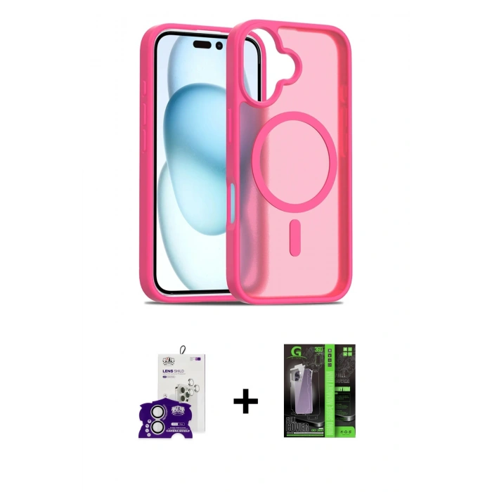 MARSİLYAN™- iPhone 16 Kılıf Siluet Minimal Prime - Şeffaf 360 Full Body Arka Koruyucu + Bilvis Titan Kamera Lens - GS