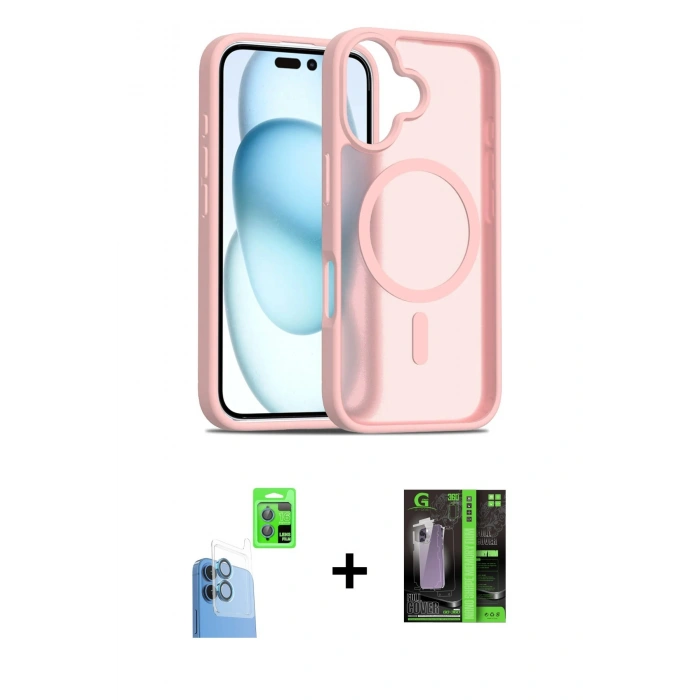 MARSİLYAN™- iPhone 16 Kılıf Siluet Minimal Prime - Şeffaf 360 Full Body Arka Koruyucu + Raze Metal Kamera Lens - LT