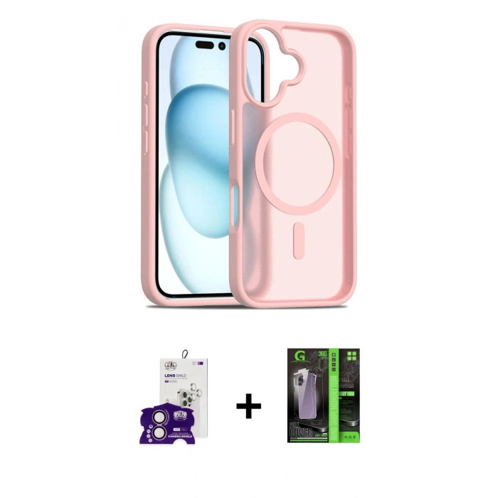 MARSİLYAN™- iPhone 16 Kılıf Siluet Minimal Prime - Şeffaf 360 Full Body Arka Koruyucu + Bilvis Titan Kamera Lens - PE