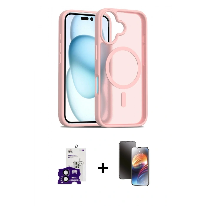 MARSİLYAN™- iPhone 16 Kılıf Siluet Minimal Prime - Siyah 3D Antistatik Mat Seramik Nano Ekran Koruyucu + Bilvis Titan Kamera Lens - SH
