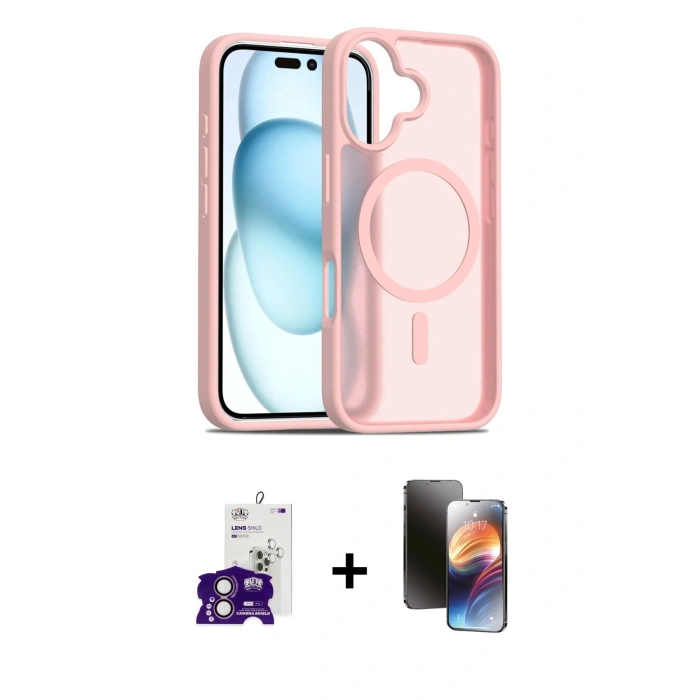 MARSİLYAN™- iPhone 16 Kılıf Siluet Minimal Prime - Siyah 3D Antistatik Mat Seramik Nano Ekran Koruyucu + Bilvis Titan Kamera Lens - PE