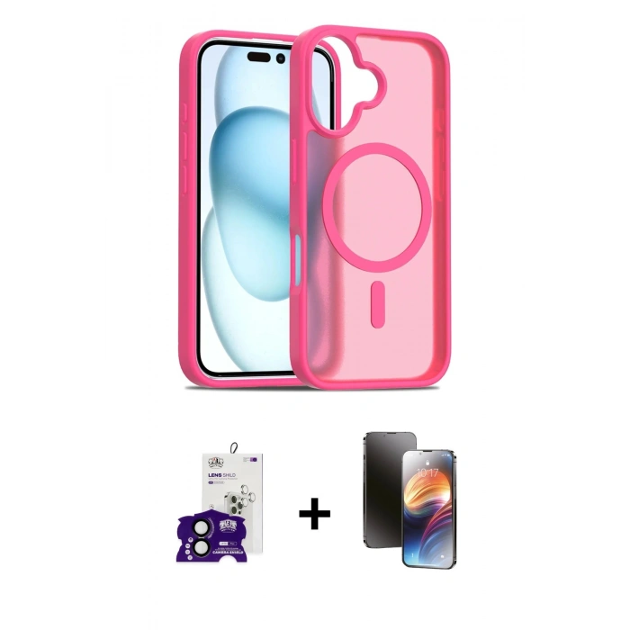 MARSİLYAN™- iPhone 16 Kılıf Siluet Minimal Prime - Siyah 3D Antistatik Mat Seramik Nano Ekran Koruyucu + Bilvis Titan Kamera Lens - SH