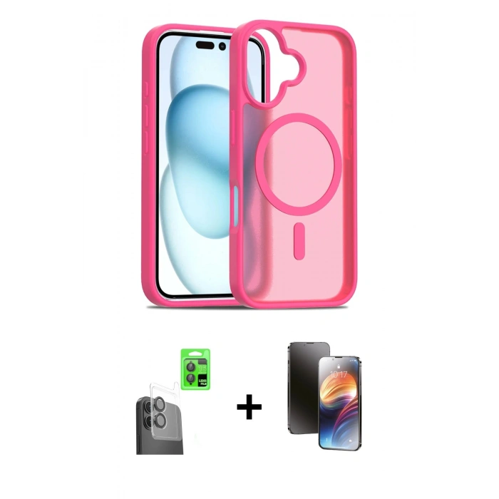 MARSİLYAN™- iPhone 16 Kılıf Siluet Minimal Prime - Siyah 3D Antistatik Mat Seramik Nano Ekran Koruyucu + Raze Metal Kamera Lens - SH